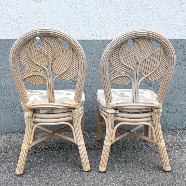 Boho Chic Sculpted Leaf Back Pencil Reed Dining Chairs - Set of 6 For Sale In West Palm - Image 6 of 12