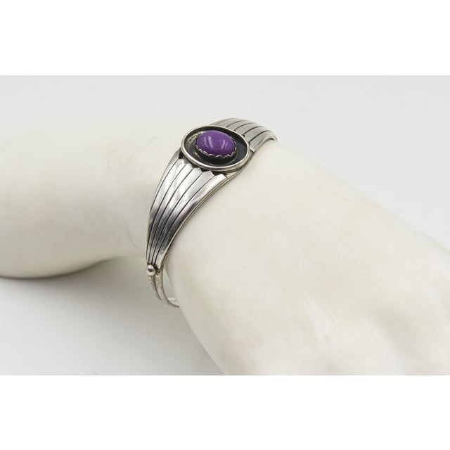 Late 20th Century Native American Sugilite Sterling Silver Cuff Bracelet For Sale - Image 12 of 12