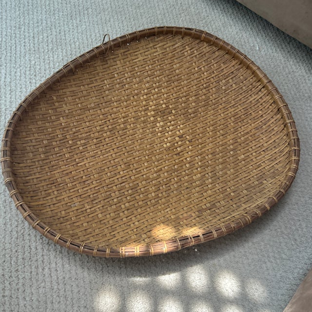 Vintage Japanese Large Handwoven Bamboo Winnowing Tray, 20th Century For Sale In Savannah - Image 6 of 6