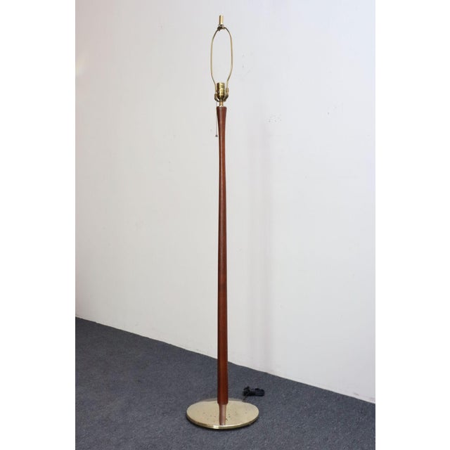Vintage Scandinavian Sculptural Solid Teak and Brass Floor Lamp For Sale - Image 4 of 18