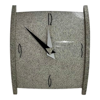Postmodern Art Deco Faux Granite Wall Clock With Geometric Hands, Emperor 1980s For Sale