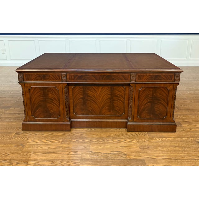 This is a traditional mahogany executive desk by Leighton Hall. It is Leighton Hall’s most popular desk. It features...