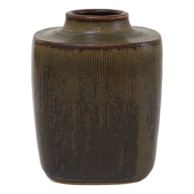 Danish Green Stoneware Vase by Valdemar Petersen for Bing & Grondahl, 1950s For Sale