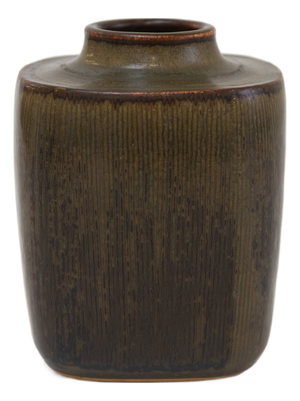 Danish Green Stoneware Vase by Valdemar Petersen for Bing & Grondahl, 1950s