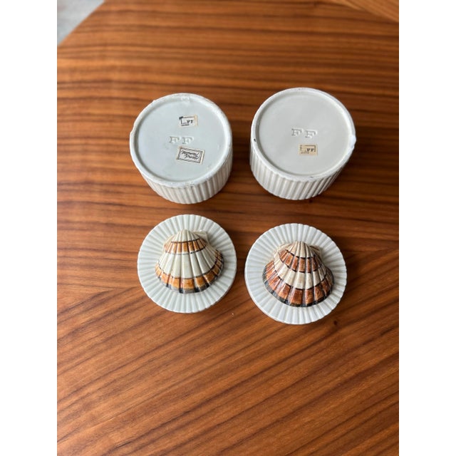 1970s 1970s Fitz and Floyd Hand-Painted Seashell Ceramic Canisters-a Pair For Sale - Image 5 of 6