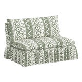Capra Ruffle Settee in Linny Ikat Sage For Sale