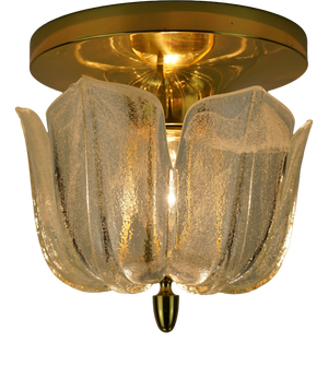 Model A475 3031 Flush Mount with Flower-Shaped Glass Shade from Glashütte Limburg, 1970s