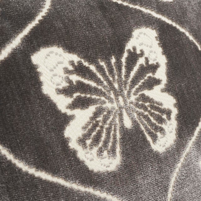 Schumacher Schumacher Papillion Velvet Pillow in Pewter For Sale - Image 4 of 5