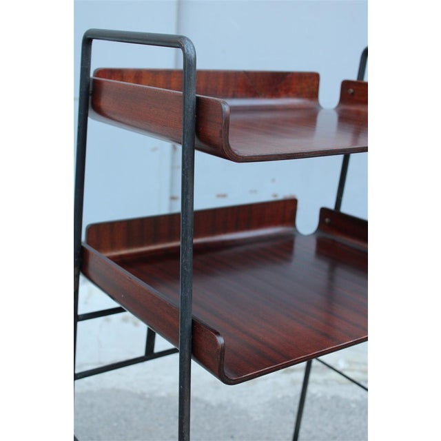 Curved Metal and Mahogany Shelf from Carlo Ratti, 1950s For Sale - Image 9 of 13