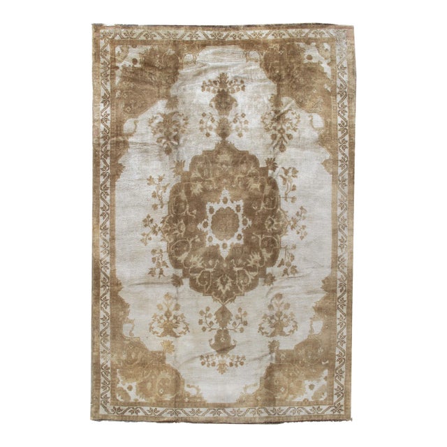 Vintage Turkish Oushak Rug 6'1 X 10'5 For Sale