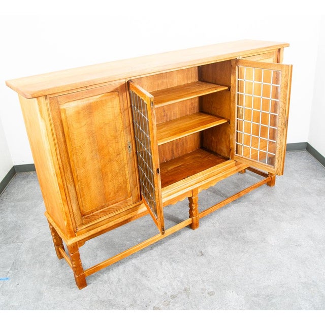 Mid Century Danish Modern Cabinet Credenza Glass Henning Kjernulf White Oak, Attributed For Sale - Image 9 of 12