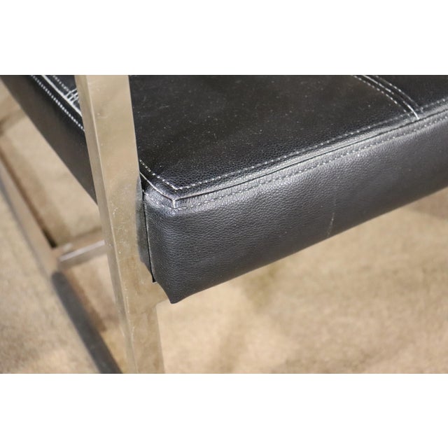 Black Mid 20th Century Pair of Chrome & Black Leather Lounge Chairs For Sale - Image 8 of 8