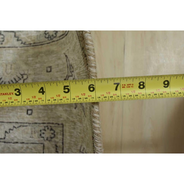 Tabriz Rug 9’7” X 13’1” Beige Wool Vintage Distressed Hand-Knotted Carpet For Sale - Image 13 of 15