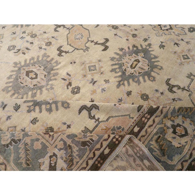 Textile Galerie Shabab Collection Early 20th Century Turkish Oushak Large Carpet For Sale - Image 7 of 8