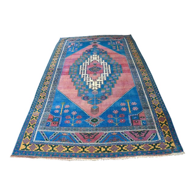 1960s Vinage Blue Rug For Sale