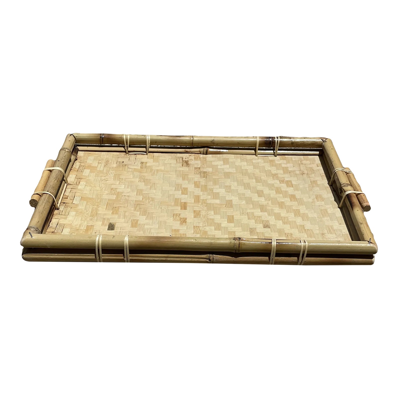 Bamboo Serving Tray With Handles Chairish
