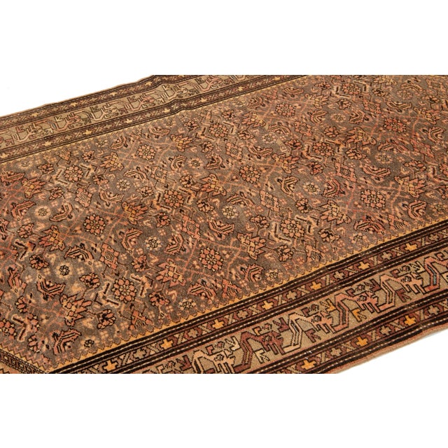 1920s Antique Persian Malayer Gray Wool Rug From the 1920s With Floral Pattern For Sale - Image 5 of 7