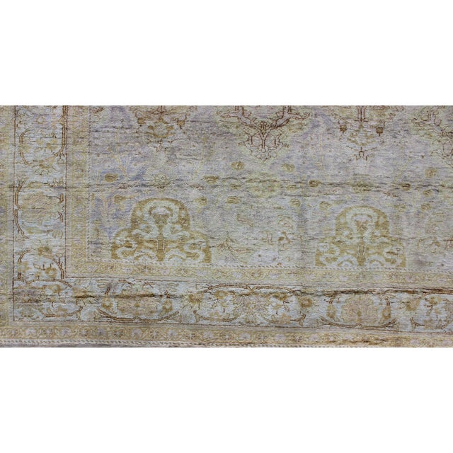 Cream Silk Turkish Sivas With All-Over Stylized Design in Gold Lavender and Cream 6'5 X 9'10 For Sale - Image 8 of 10