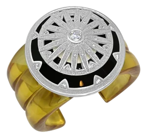 Miriam Salat 'MIRIM' Art Deco Cuff Set In Sterling Silver & White Topaz