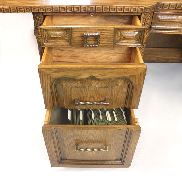 Vintage Viking Oak Executive Desk With Matching Chair by Romweber