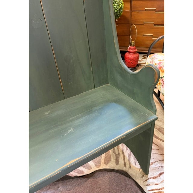 Vintage Wood Settle Bench For Sale - Image 4 of 7
