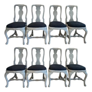 18th Century Swedish Rococo Set of 8 Chairs For Sale