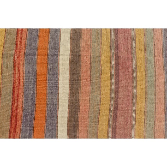 Vintage Striped Turkish Kilim in Multi Colors 6' 6 X 10' 7 For Sale - Image 9 of 11