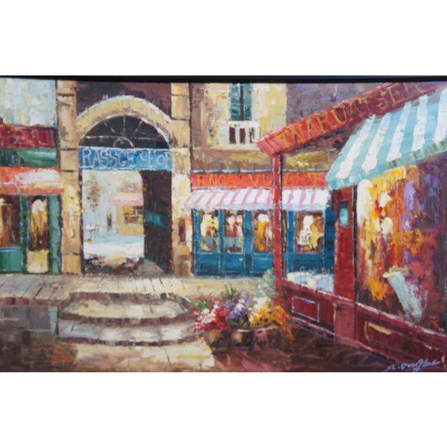 Late 20th Century Late 20th Century Impressionist Paris Cityscape Street Scene Oil Painting by Douglas Framed 42" For Sale - Image 5 of 12