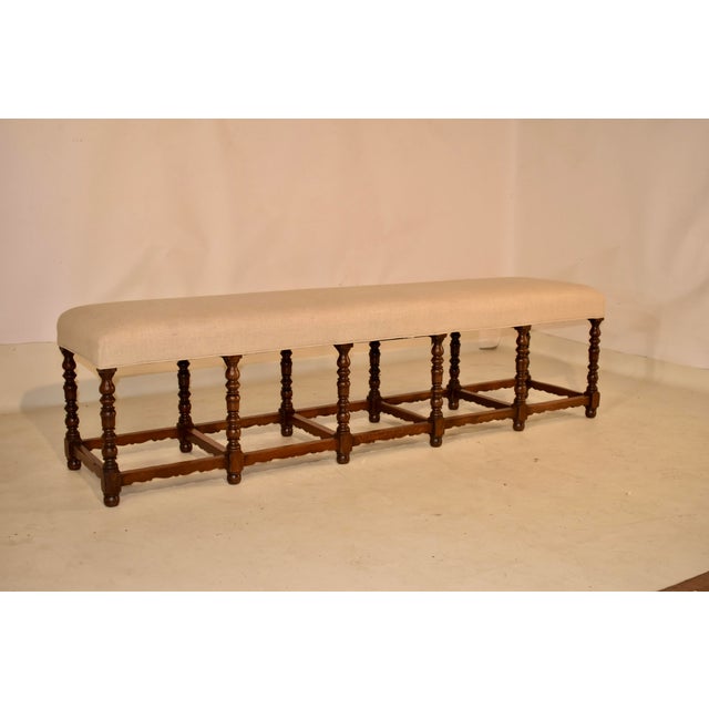 19th Century 19th Century French Long Upholstered Bench For Sale - Image 5 of 7