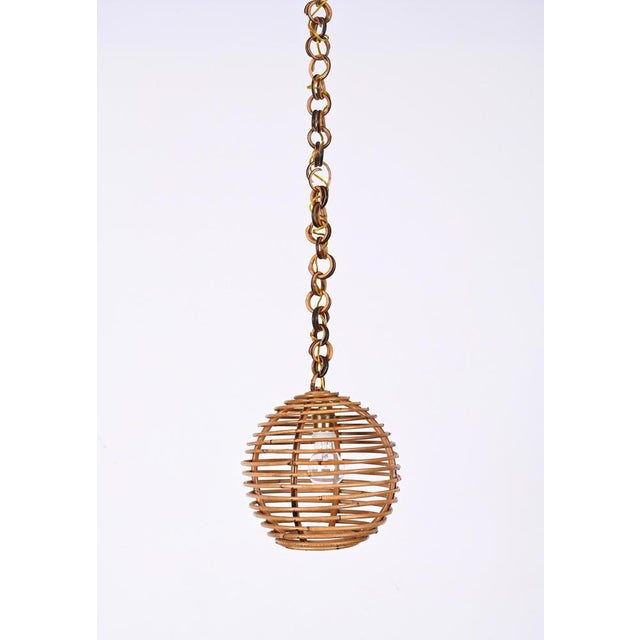 Mid-Century French Riviera Bamboo and Rattan Spherical Lamp, Italy, 1960s For Sale - Image 14 of 18
