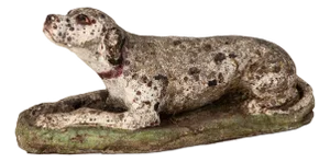 Vintage English Reconsitituted Stone Dalmatian Dog Garden Ornament, Mid 20th C.