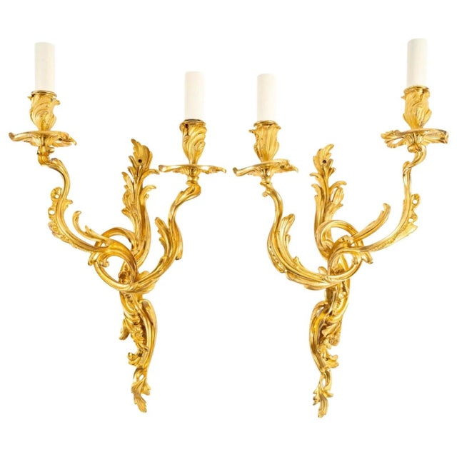 Metal Gilt Bronze Two-Light Wall Sconces by Maison Bagues, 2018, Set of 2 For Sale - Image 7 of 7