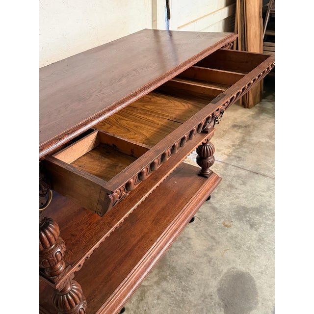 Wood Antique 1860's Oak French Server For Sale - Image 7 of 11