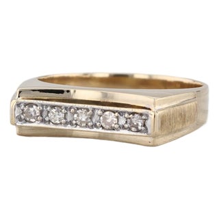 0.10ctw Diamond Ring 14k Yellow Gold Size 6 Stackable Wedding Band For Sale