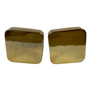 1980s Sleek "Radius One" by Smith Metal Works Bookends by William Sklaroff- Set of 2 For Sale