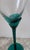 Glass Vintage Libbey Domaine Teal Green Petal Stem Tall Champagne Flutes - Pair 9.75” For Sale - Image 7 of 10