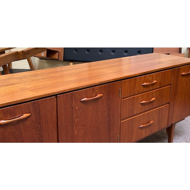 Mid-Century Modern Mid Century Modern Teak Credenza c.1960 Left Side Cabinet W/ Shelf and Drawers. For Sale - Image 3 of 14