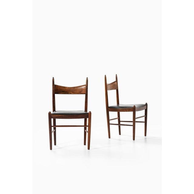 Vintage Dining Chairs in Leather and Rosewood by Illum Wikkelsø, 1950s, Set of 10 For Sale - Image 3 of 9