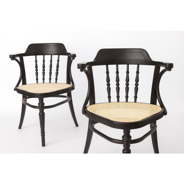 Pair of Bentwood Armchairs with Vienna Cane Seats, 1990s Unknown manufacturer. The price is for a pair of 2 chairs....