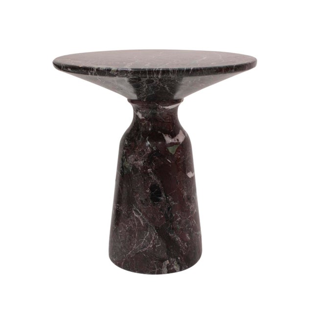 Mid-Century Modern Round Marble Rosso Levanto End Table, Italy, 1970s, Set of 2 For Sale - Image 4 of 8
