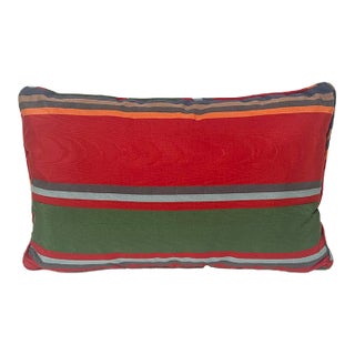 Vintage Colorful Silk Moire Pillow For Sale