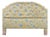 Vintage Yellow & Blue Chintz Upholstered Serpentine Tufted King Size Headboard For Sale