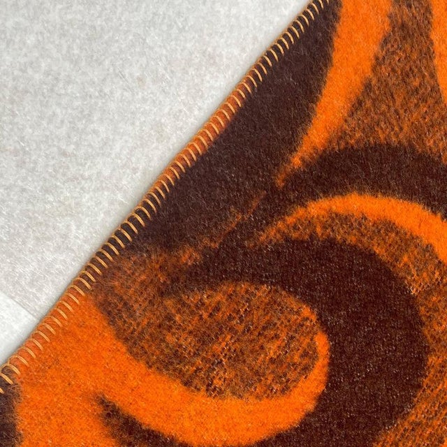 Brown Dutch Pure Wool Throw Blanket in Orange and Brown Swirl from Aabe, 1970s For Sale - Image 8 of 12