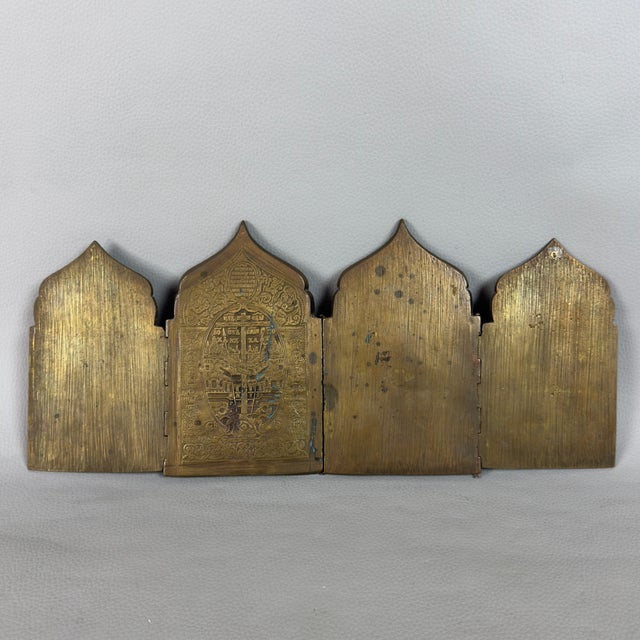 Metal 19th Century Brass Folding Travel Polyptych Exhibition in Brass, 1890s For Sale - Image 7 of 11