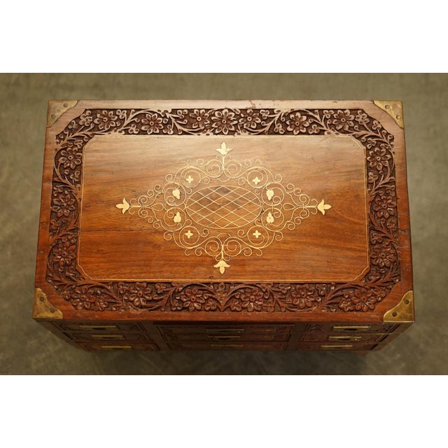 Metal Small Antique Anglo Indian Military Campaign Chest of Drawers, 1880 For Sale - Image 7 of 18