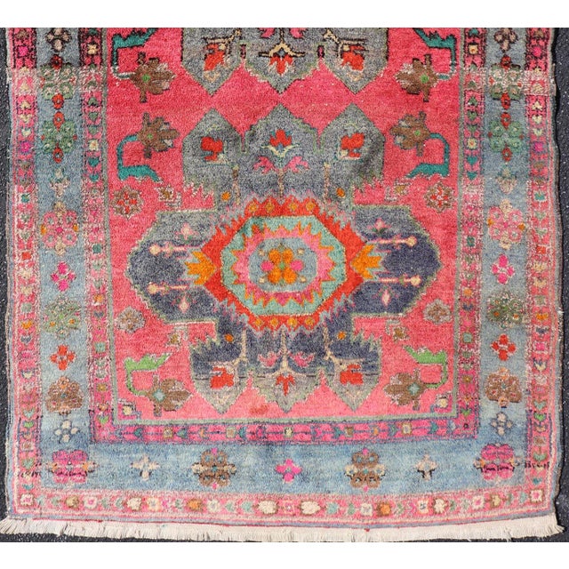 Vintage Caucasian Kazak Rug With Twin Medallions and Blue Border 3'9 X 6'1 For Sale - Image 4 of 12