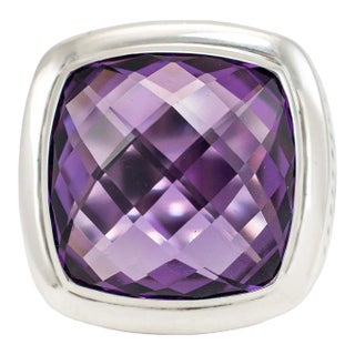 David Yurman 925 Sterling Silver Amethyst Albion Cocktail Ring Size 6 For Sale