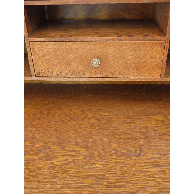 Brown Early 1900s Solid Oak Small Secretary Desk 6669 For Sale - Image 8 of 18