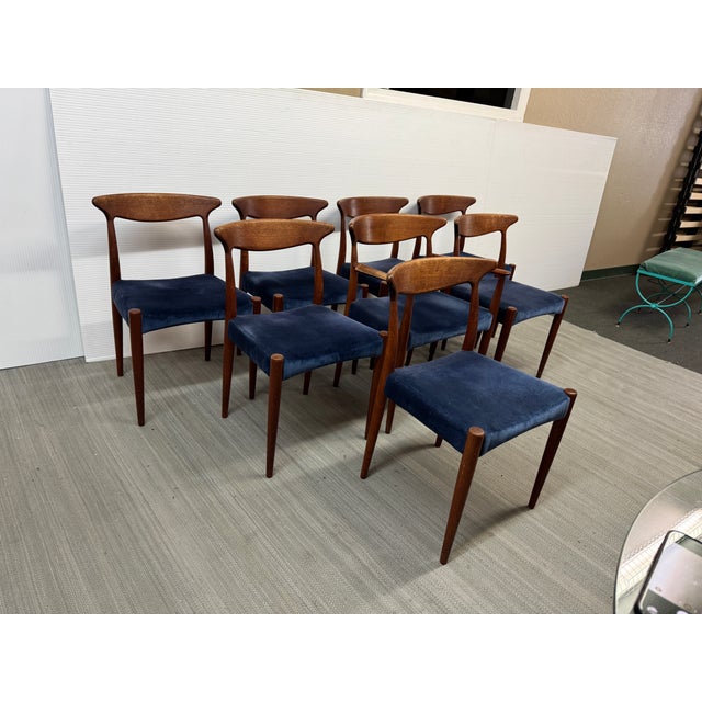Blue Arne Hovmand-Olsen for Mogens Kold Møbelfabrik Dining Chairs, Set of Eight For Sale - Image 8 of 14