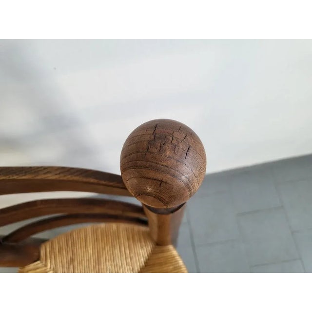 1940s French Chair in Oak & Straw in the style of Charles Dudouyt, 1940s For Sale - Image 5 of 13